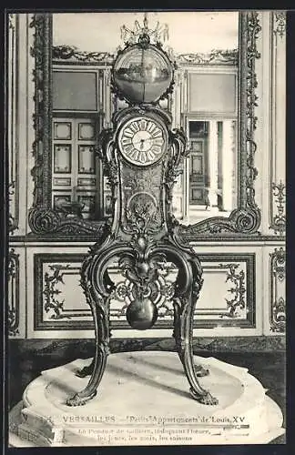 AK Versailles, Petits Appartements de Louis XV., La Pendule de Callière, Uhr