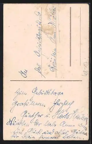 AK Zwei Soldaten erblicken Mädchen mit Fernglas, Optik