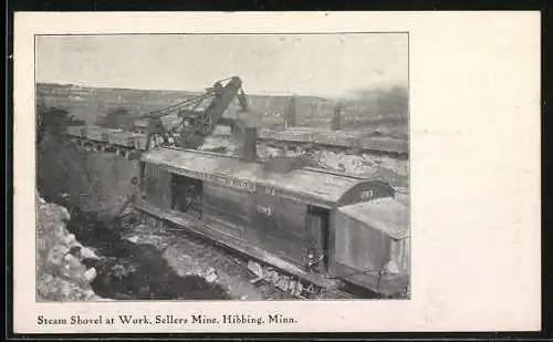 AK Hibbing, MN, Steam Shovel at Work, Sellers Mine