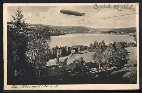 AK Titisee /Schwarzwald, Zeppelin über dem See