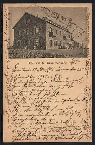 Vorläufer-AK Zell am See, Hotel auf der Schmittenhöhe, 1892, Ganzsache 2 Kreuzer