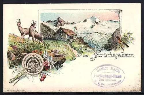 Lithographie Berghütte Furtschagelhaus, Section Berlin des D. und Oe. Alpenvereins