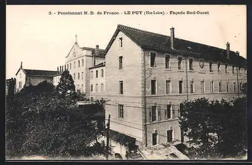 AK Le Puy, Pensionnat N.D. de France, Facade Sud-Ouest