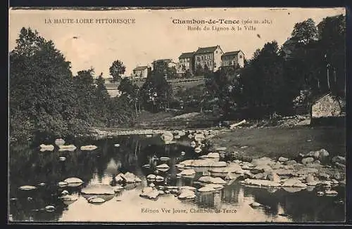 AK Chambon-de-Tence, Bords du Lignon et la Ville