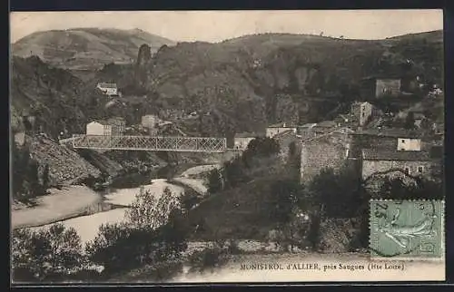 AK Monistrol-d`Allier, Vue sur le pont et le paysage environnant