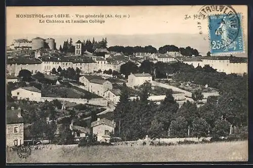 AK Monistrol-sur-Loire, Vue générale avec le château et l`ancien collège