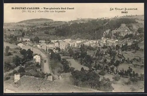 AK St-Privat-d`Allier, Vue générale Sud Ouest (Alt. 875 m), Cure d`Air très fréquentée