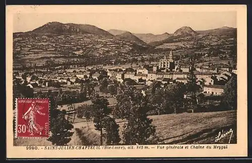 AK Saint-Julien-Chapteuil, Vue générale et Chaîne du Meygal