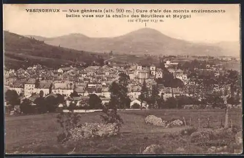 AK Yssingeaux, Vue générale avec belle vue sur la chaîne des Boutières et Meygal