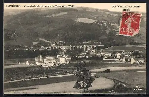 AK Dunieres, Vue générale prise de la Tour (alt. 760m)