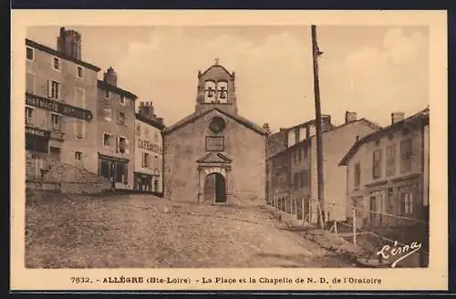 AK Allègre, La Place et la Chapelle de N.-D. de l`Oratoire