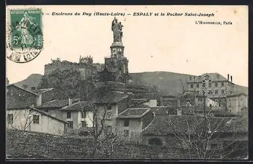 AK Espaly, le Rocher Saint-Joseph et vue du village