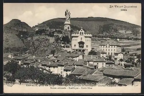 AK Espaly, Statue colossale et Basilique Saint-Joseph de Bon-Espoir