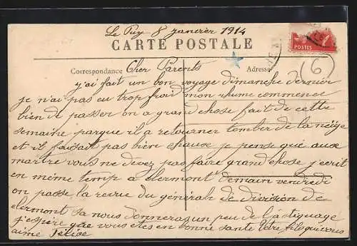 AK Espaly, Vue générale avec la chapelle et statue de Saint-Joseph