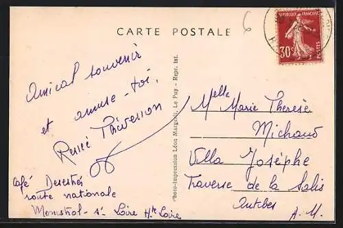 AK Monistrol-sur-Loire, La place Néron avec fontaine et bâtiments environnants