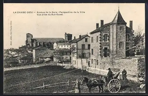 AK La Chaise-Dieu, Avenue de la Gare, Perspective de la Ville, Vue prise du Sud-Ouest