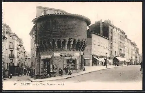 AK Le Puy, La Tour Pannessac et rue animée