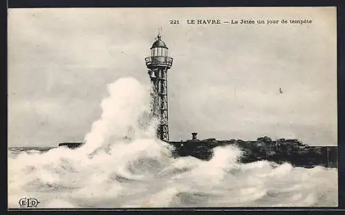 AK Le Havre, La Jetée un jour de tempête