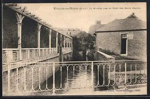 AK Veules-les-Roses, La Rivière vue du Pont des Bains Chauds