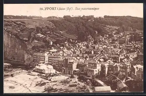 AK Yport, Vue panoramique du village et des falaises