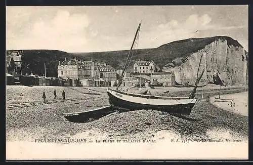 AK Veulettes-sur-Mer, La plage et falaises d`Aval