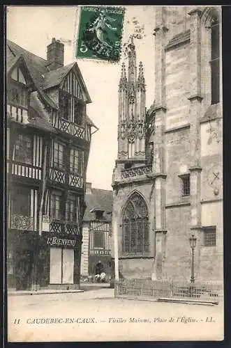 AK Caudebec-en-Caux, Vieilles Maisons, Place de l`Église