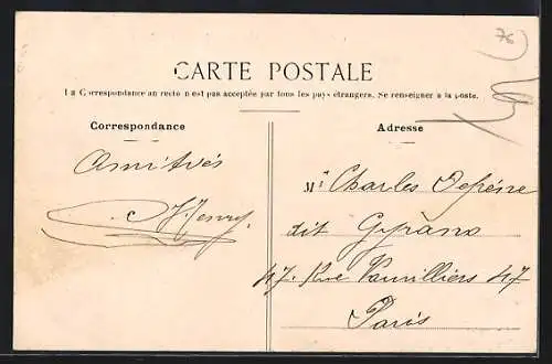 AK Gournay-en-Bray, La Porte de Paris et le café restaurant