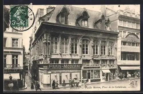 AK Rouen, Vieille Maison, Place de la Cathédrale