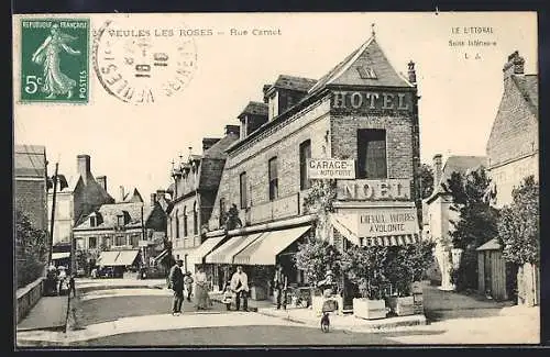 AK Veules-les-Roses, Rue Carnot avec hôtel et commerces animés, Hotel Noel