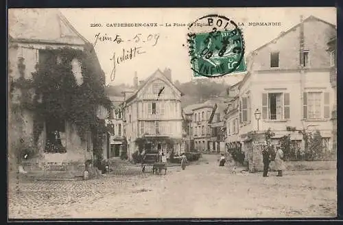 AK Caudebec-en-Caux, La Place de l`Église en Normandie