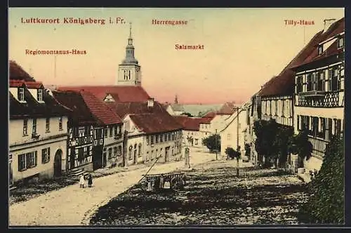 AK Königsberg / Franken, Salzmarkt, Tilly-Haus, Regiomontanus-Haus