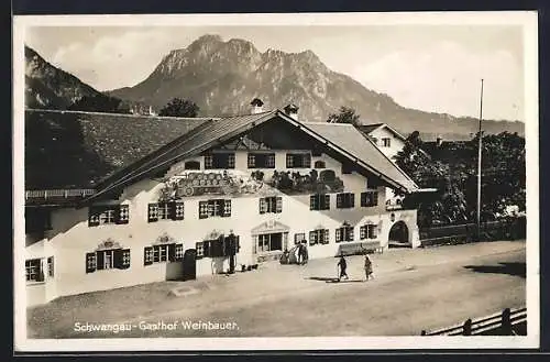 AK Schwangau, Gasthof Weinbauer gegen die Alpen