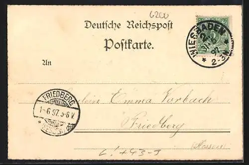 Lithographie Wiesbaden, Festspiele, Histor. Drama Der Burggraf