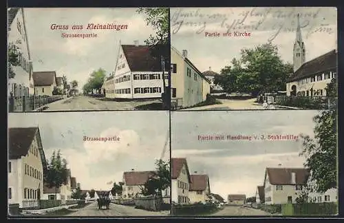 AK Kleinaitingen, Strassenpartie, Kirche, Handung v. J. Stuhlmüller