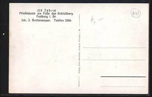 AK Freiburg i. Br., Gasthaus Milchhäusle am Fusse des Schlossberg