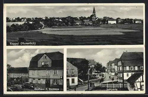 AK Kappel / Hunsrück, Gasthaus P. Dionisius, Strassenpartie im Dorf