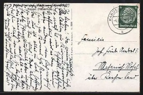 AK Kappel / Hunsrück, Gasthaus P. Dionisius, Strassenpartie im Dorf