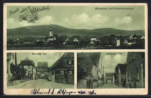 AK Abtswind, Teilansicht mit Friedrichsberg, Oberes Tor, Unteres Tor