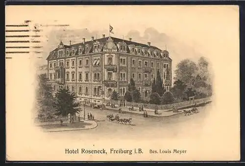 Künstler-AK Freiburg i. B., Hotel Roseneck von Louis Meyer