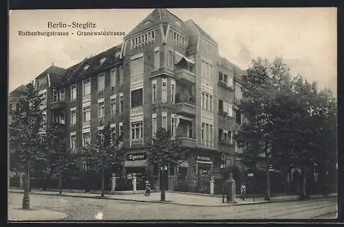 AK Berlin-Steglitz, Rothenburgstrasse, Ecke Grundewaldstrasse