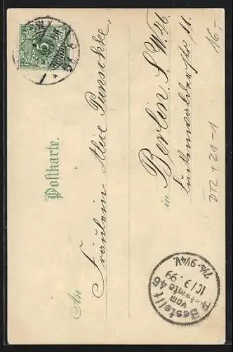 Lithographie Berlin-Charlottenburg, Kaiser Wilhelm-Gedächtnis-Kirche mit Strassenbahn, Halt gegen das Licht