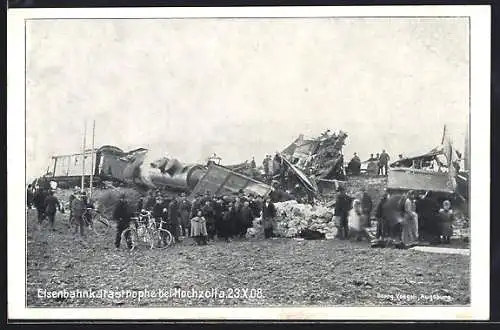 AK Hochzoll, Eisenbahnkatastrophe am 23.10.1908, Schaulustige an der Unglücksstelle