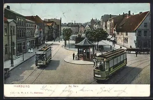 AK Harburg, Strassenbahn am Sand