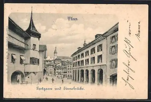 AK Thun, Postgasse und Sinnebrücke