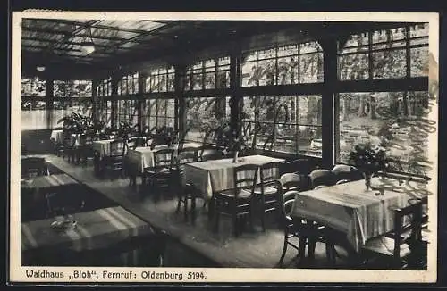 AK Oldenburg / O., Gasthof Waldhaus Bloh, Innenansicht