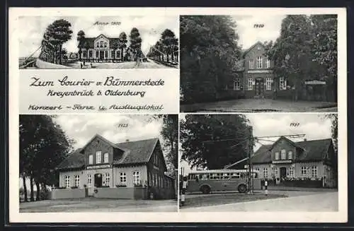 AK Kreyenbrück b. Oldenburg, Gasthaus Zum Courier von Bümmerstede anno 1800, 1900, 1925 und 1937