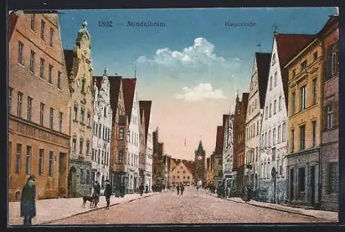 AK Mindelheim, Hauptstrasse mit Gasthof zum Mohren und Torturm