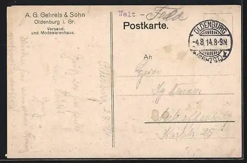 AK Oldenburg i. Gr., Kaufhaus A. G. Gehrels & Sohn, Gardinen- und Teppich-Abteilung