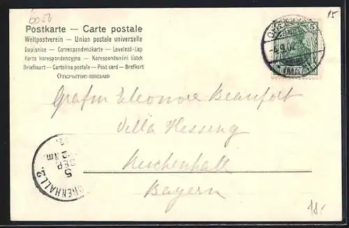 AK Offenbach a. M., Partie am Schloss, Passepartout mit Baumrinde