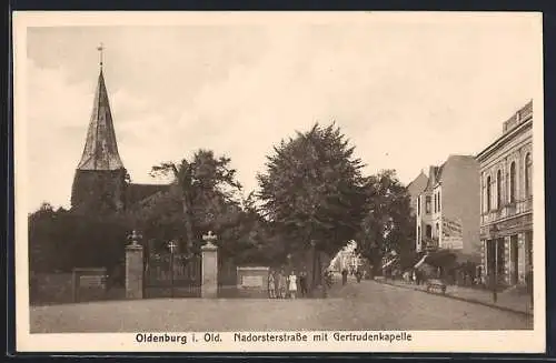 AK Oldenburg i. Old., Nadorsterstrasse mit Gertrudenkapelle